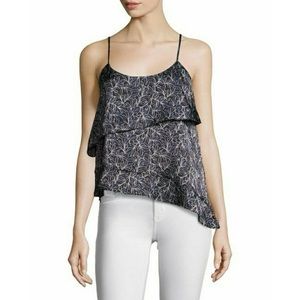 Likely Charlton Womens Printed Asymmetrical Navy & Black Top, size M